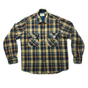 Vintage Fieldmaster Wool Blend Flannel Button Up Shirt Plaid Flap Pockets M NWOT